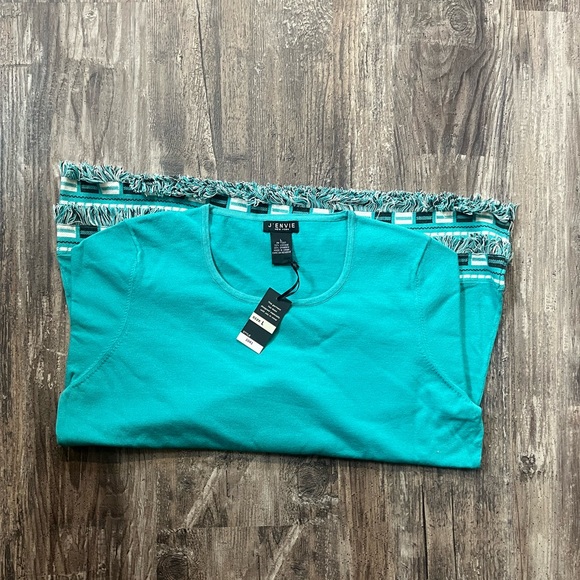 J’Envie Long Sleeve Blouse Top Blue Teal Fringe Detail Western Women’s Size L - Picture 6 of 11
